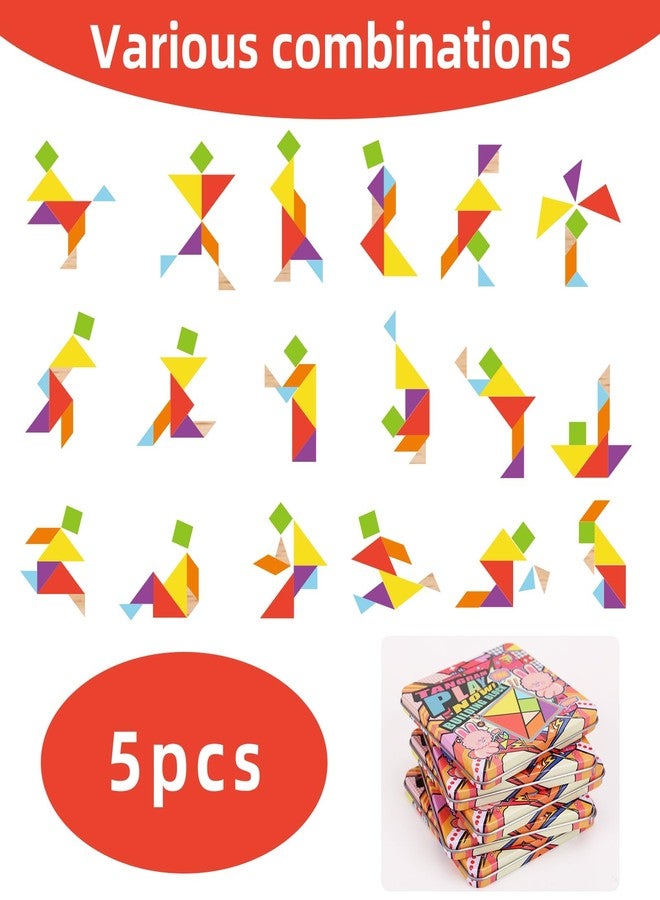 GEMEM 5 Pack Wooden Blocks Puzzle Brain Teasers Toy STEM Montessori Educational Gift for Kids Ages 3-6 Stocking Stuffers - Image 3